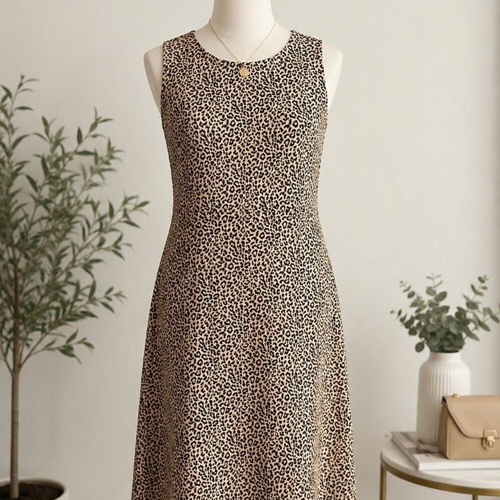 J.Crew Women's Shift Dress Size 10 Leopard Cheetah Print Sleeveless